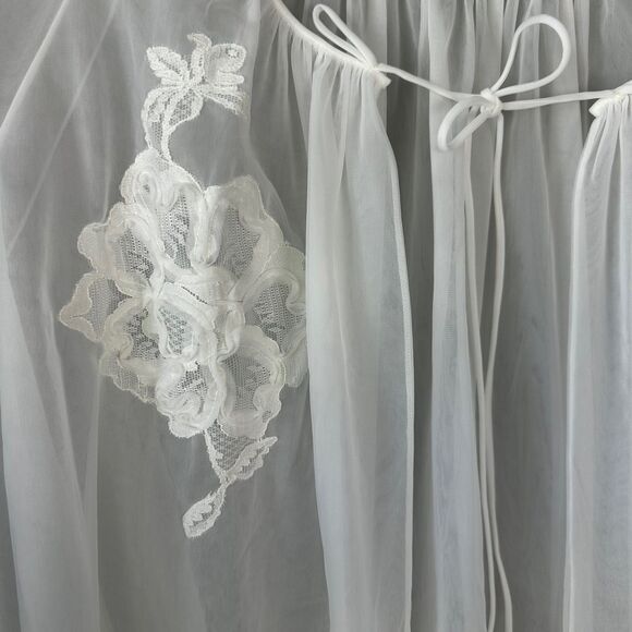Vintage Vanity Fair Peignoir Set Night Gown Womens XS Nylon Ivory Bridal - Picture 9 of 9